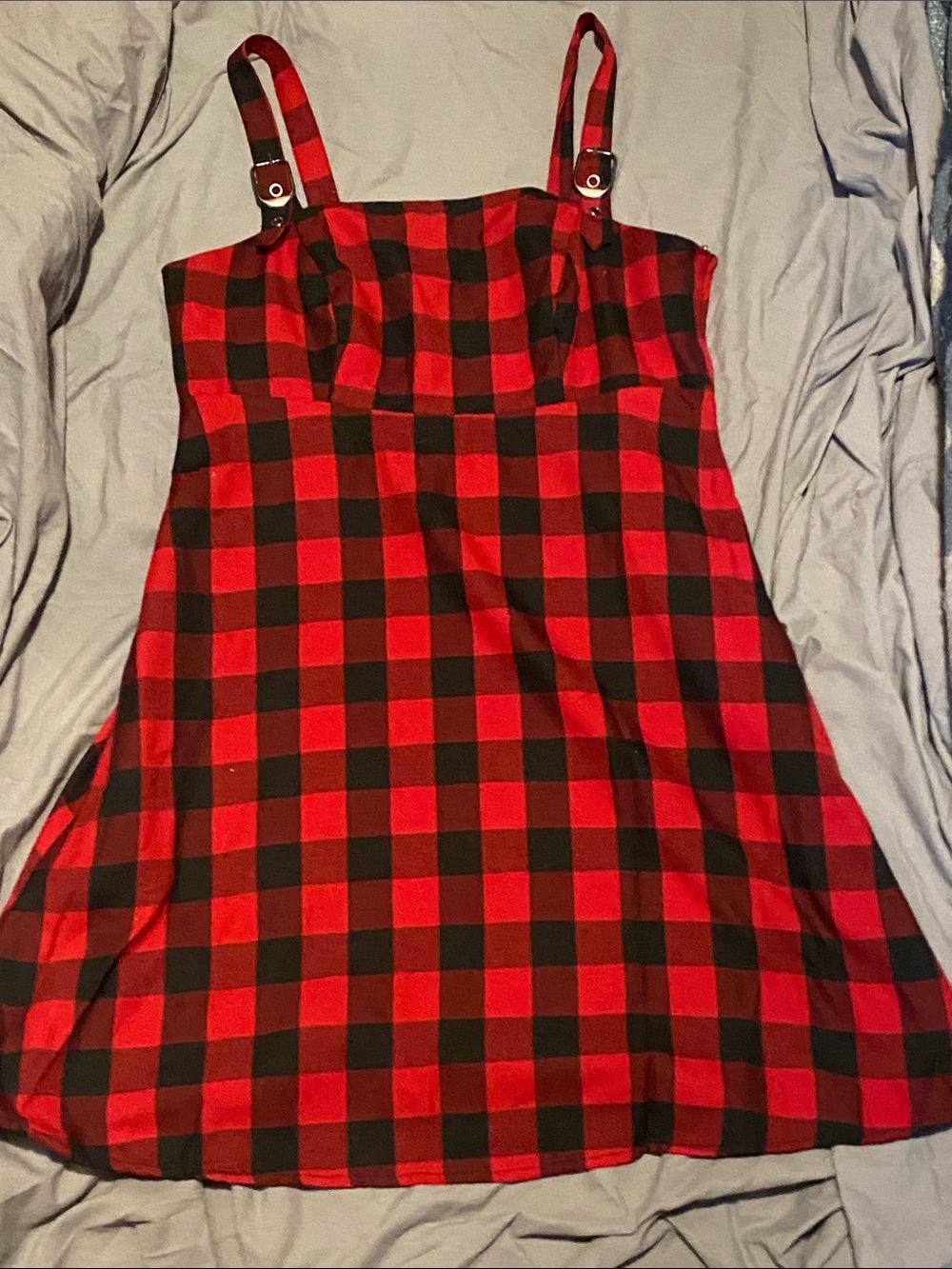 Hot Topic Red and Black Plaid Strappy Dress